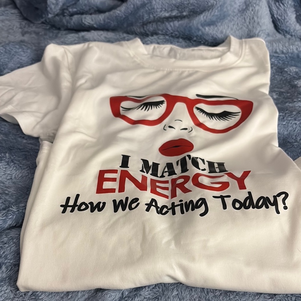 Graphic White Tee with Red Accents
